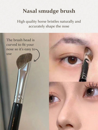 mulynsie 1 Pc Fan-Shaped Nose Shadow Brush, Sickle Shaped Eye Shadow Brush, Angled Small Fan-Shaped Highlight Shadow Mixing Brush, For Special Makeup Brush Tool For Nose Contour,Makeup,Cheap,Room Deco