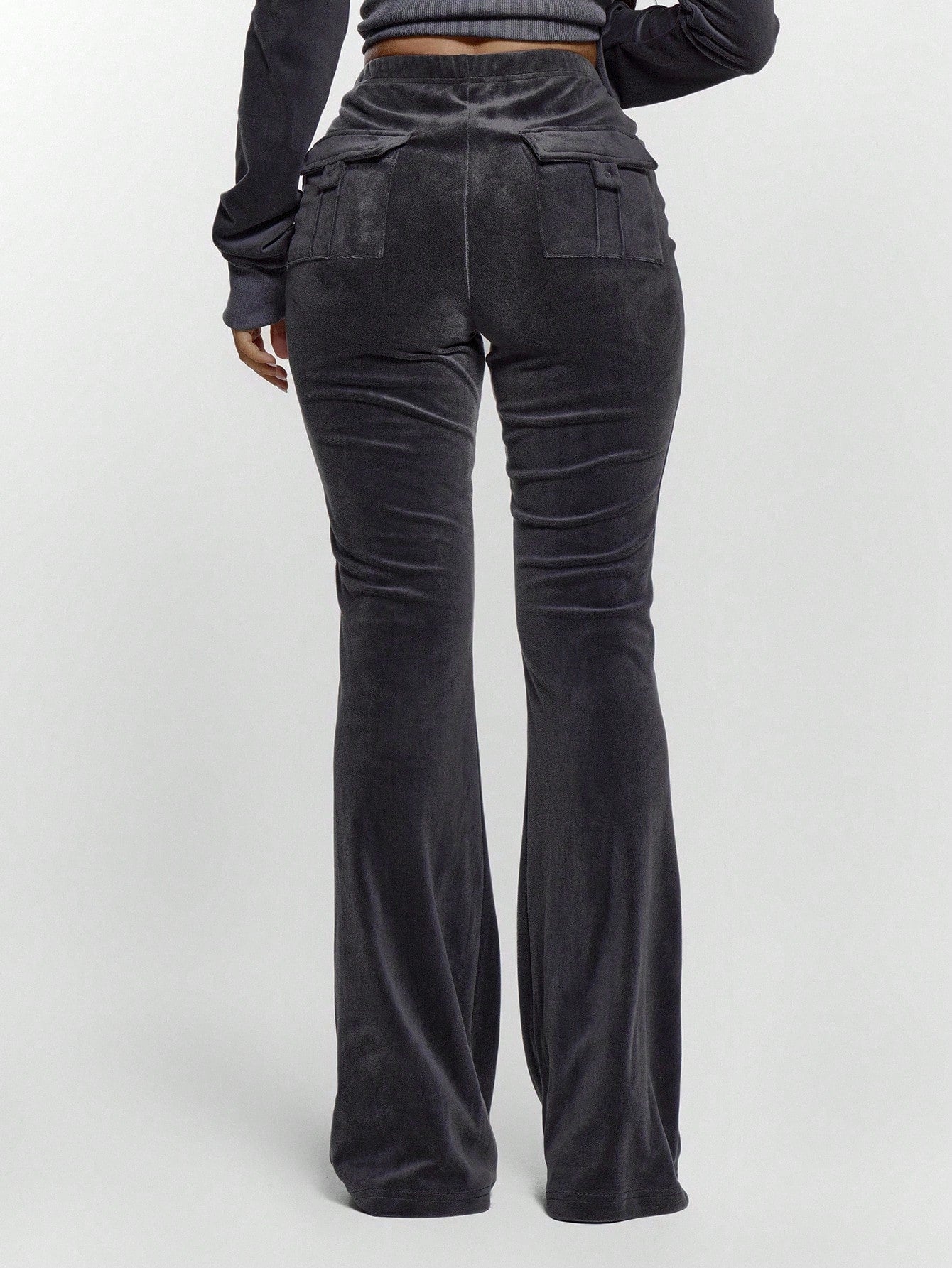 MUSERA Drawstring Tie Ruched Front Low Waist Velour Skinny Fitted Flare Trousers Bottoms Only Sexy Going Out Night Out Cute Streetwear Pants Spring Summer Casual Holiday Y2K