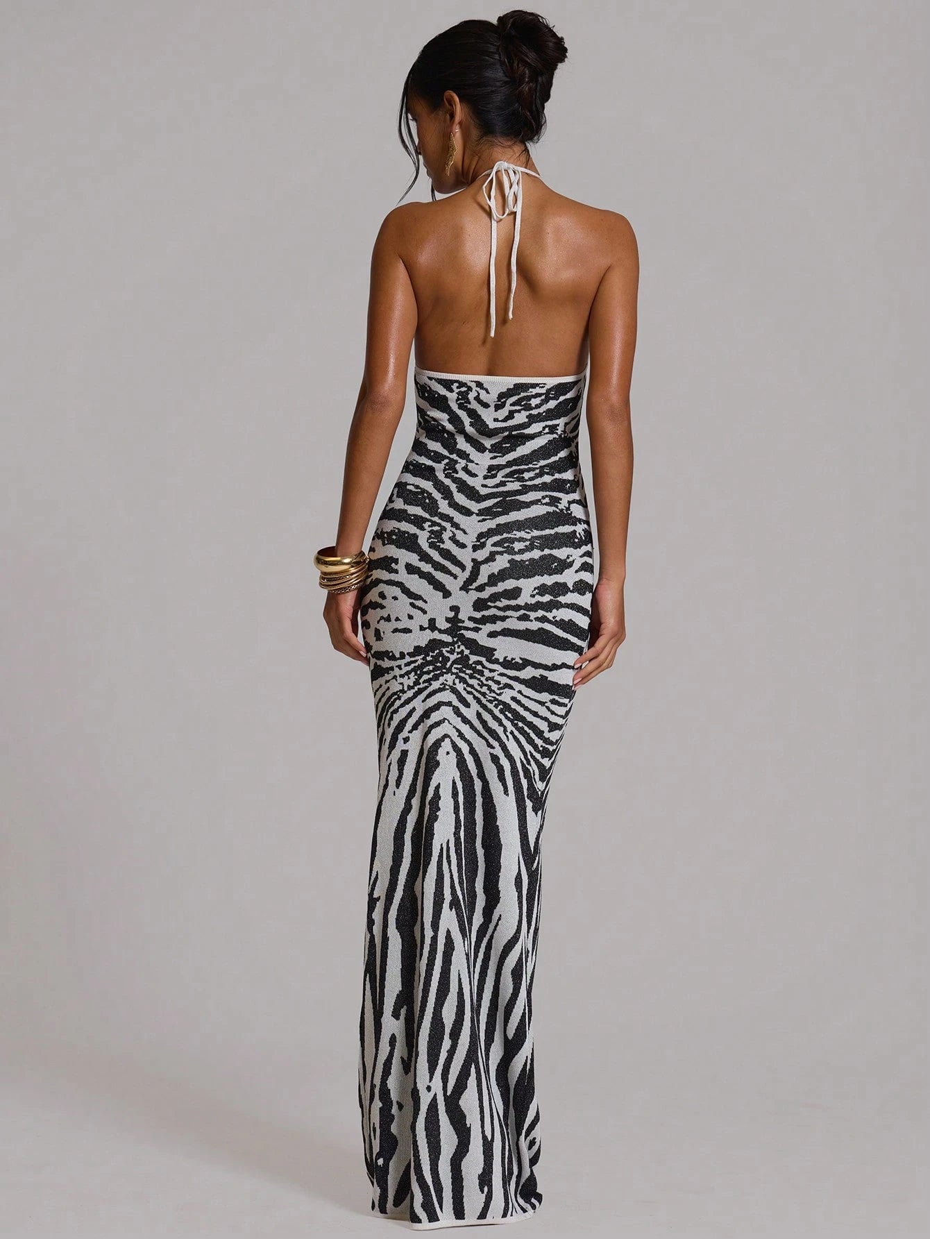 MUSERA Fitted Knit Halterneck Maxi Dress Summer Holiday Vacation Beach Club Sexy Casual Festival Ibiza Elegant Obsidian