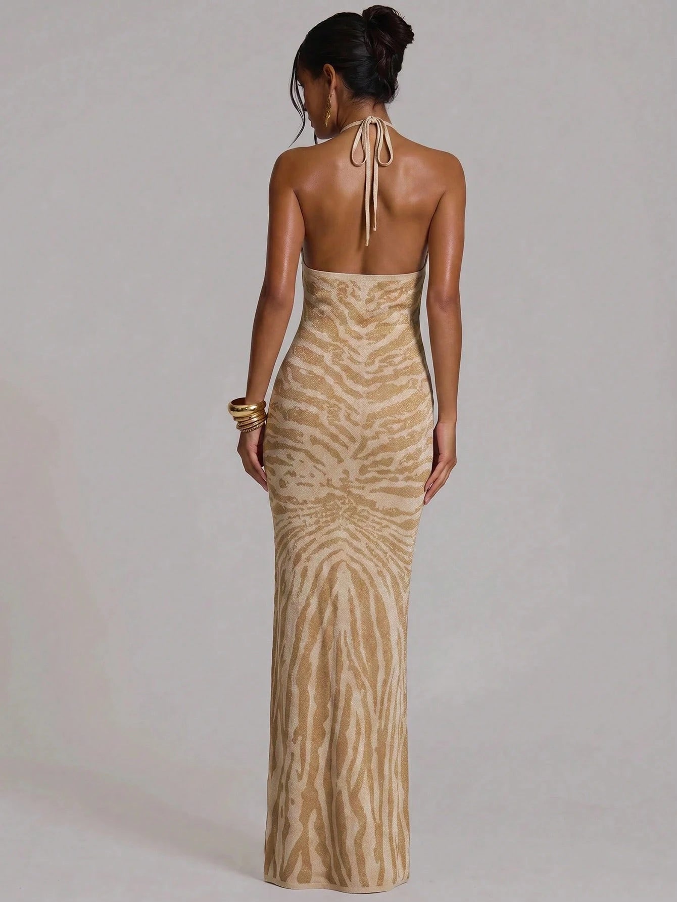 MUSERA Fitted Knit Halterneck Maxi Dress Summer Holiday Vacation Beach Club Sexy Casual Festival Ibiza Elegant Obsidian