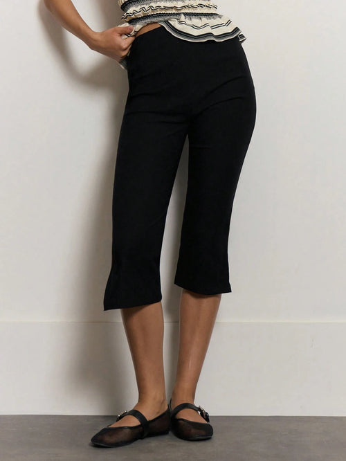 MUSERA Mid Rise Button Capri Leggings Summer Holiday Vacation Y2k Elegant Cute Casual Sexy Collective Back To School Pants Spring Business