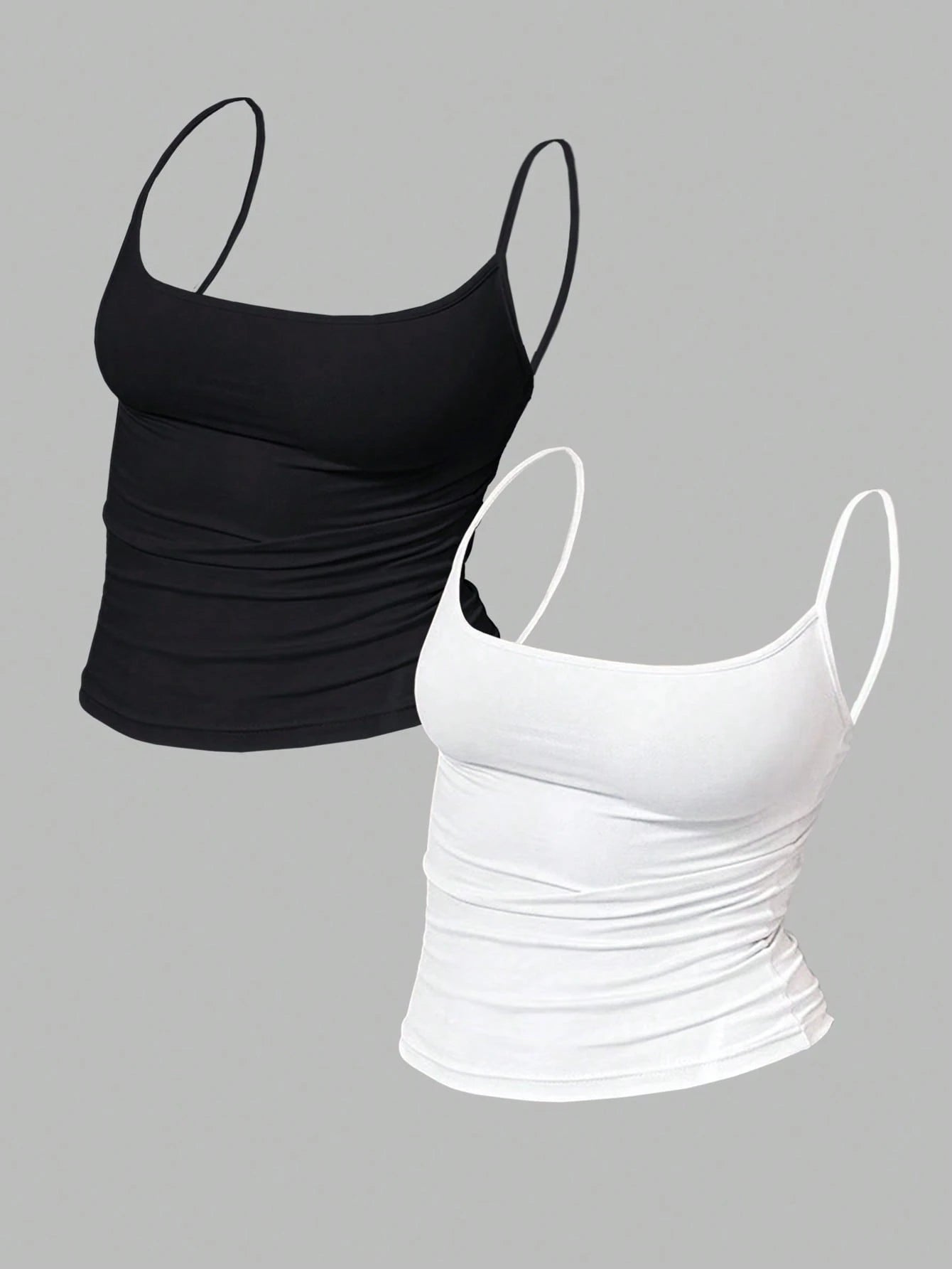 MYSTAURA Women's Solid Color Pleated Fitted Camisole