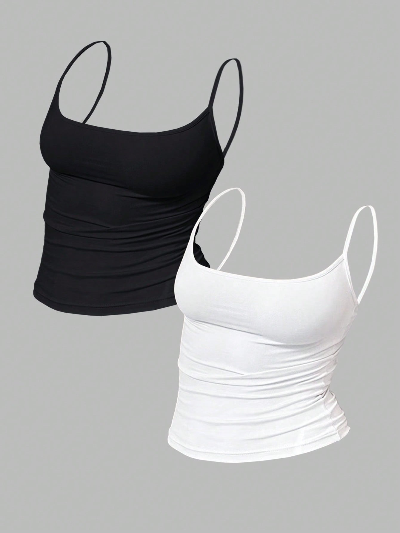 MYSTAURA Women's Solid Color Pleated Fitted Camisole