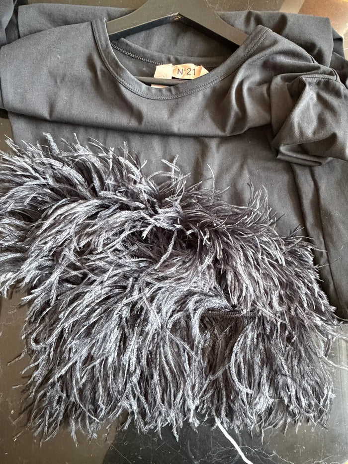 N°21 Feather-trimmed Cotton , 23en2m0f10140539000-t-shirt NWOT