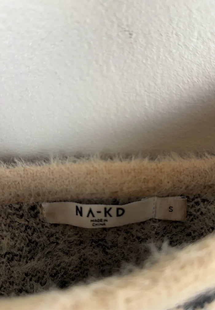 NA-KD Checked Cropped Knitted-topp