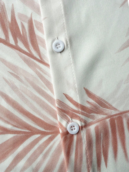 Naviga Onda Plus Size Men's Leaf Print Short Sleeve Top And Shorts Casual Holiday Beach Outfit Holiday/ Vacation/ Beach/ Hawaii/ Tropical/ Swim/ Bathing