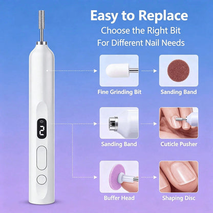 NEUZOJIT Low Noise Electric Nail Drill Machine, Integrated Mini UV Nail Lamp, Wireless Rechargeable Nail File Pen With Multiple Drill Bits For Gel Nail Remover And Shaper(148 Chars)