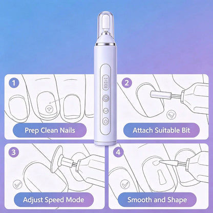 NEUZOJIT Low Noise Electric Nail Drill Machine, Integrated Mini UV Nail Lamp, Wireless Rechargeable Nail File Pen With Multiple Drill Bits For Gel Nail Remover And Shaper(148 Chars)