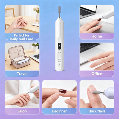 NEUZOJIT Low Noise Electric Nail Drill Machine, Integrated Mini UV Nail Lamp, Wireless Rechargeable Nail File Pen With Multiple Drill Bits For Gel Nail Remover And Shaper(148 Chars)