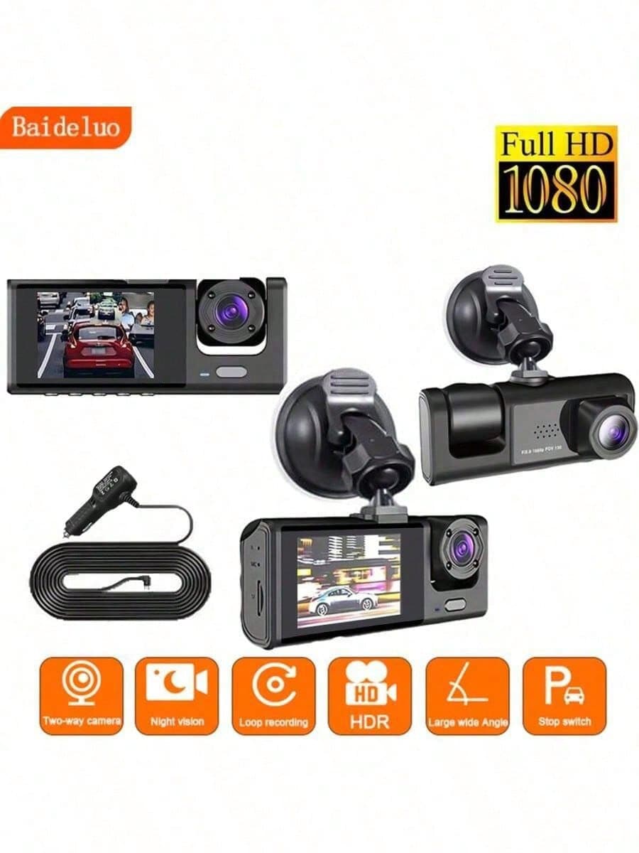 New 2 Inch HD Dual Lens 1080P Dash Cam, Car DVR With Built-In 150mAh Lithium Battery For In-Car & Outside Monitoring, Cycle Recording