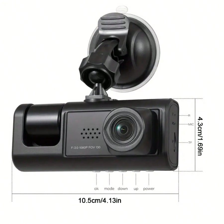 New 2 Inch HD Dual Lens 1080P Dash Cam, Car DVR With Built-In 150mAh Lithium Battery For In-Car & Outside Monitoring, Cycle Recording