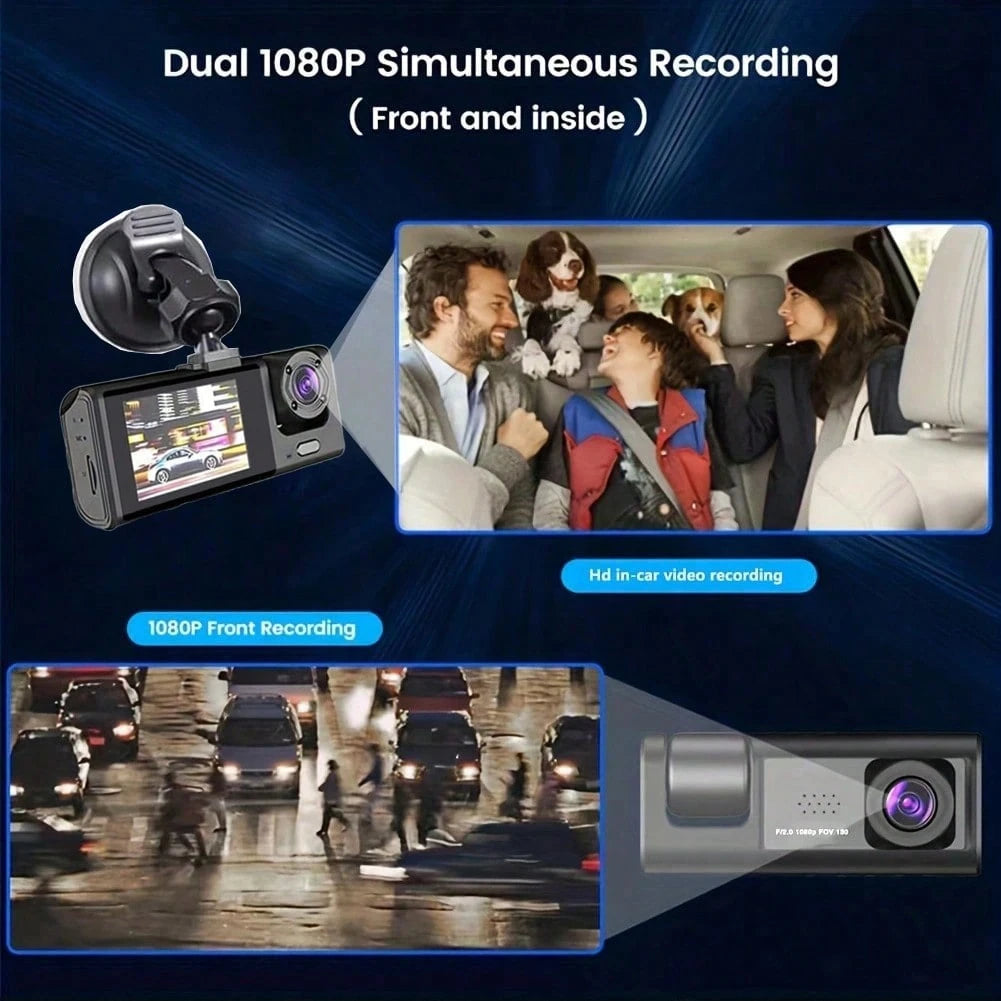 New 2 Inch HD Dual Lens 1080P Dash Cam, Car DVR With Built-In 150mAh Lithium Battery For In-Car & Outside Monitoring, Cycle Recording