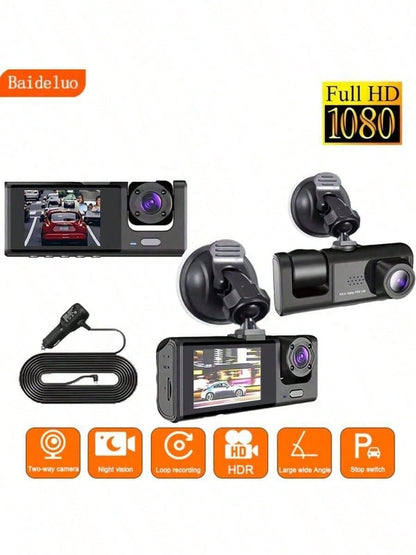 New 2 Inch HD Dual Lens 1080P Dash Cam, Car DVR With Built-In 150mAh Lithium Battery For In-Car & Outside Monitoring, Cycle Recording
