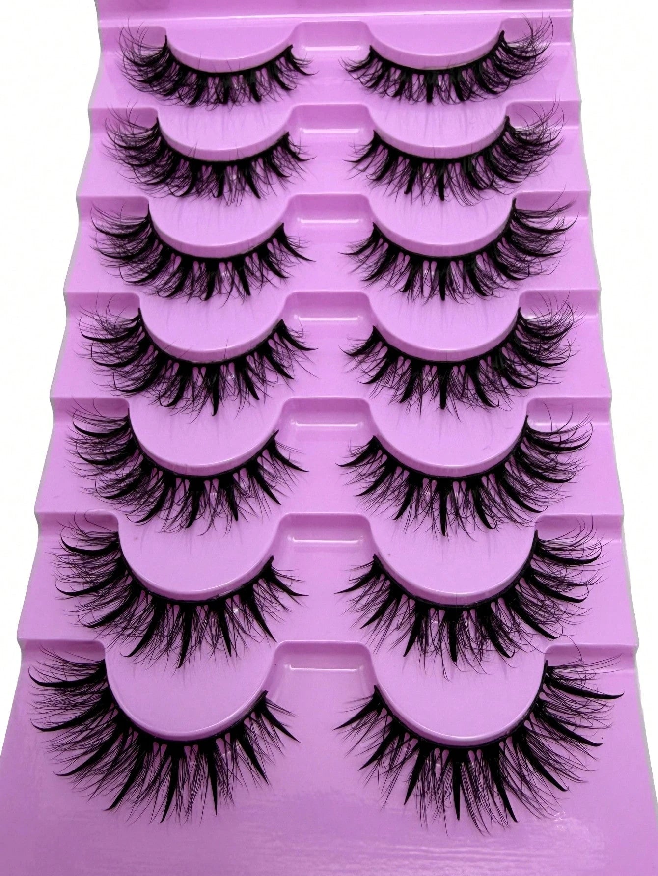 New 5D Fluffy Spiky False Eyelashes 7 Pairs 20mm Russian Style Strip Lashes, Wet Glossy Makeup Effect, Extension Look, Spiky Cartoon Lashes, Natural Soft Fluffy Faux Mink Lashes 3D Russian Voluminous