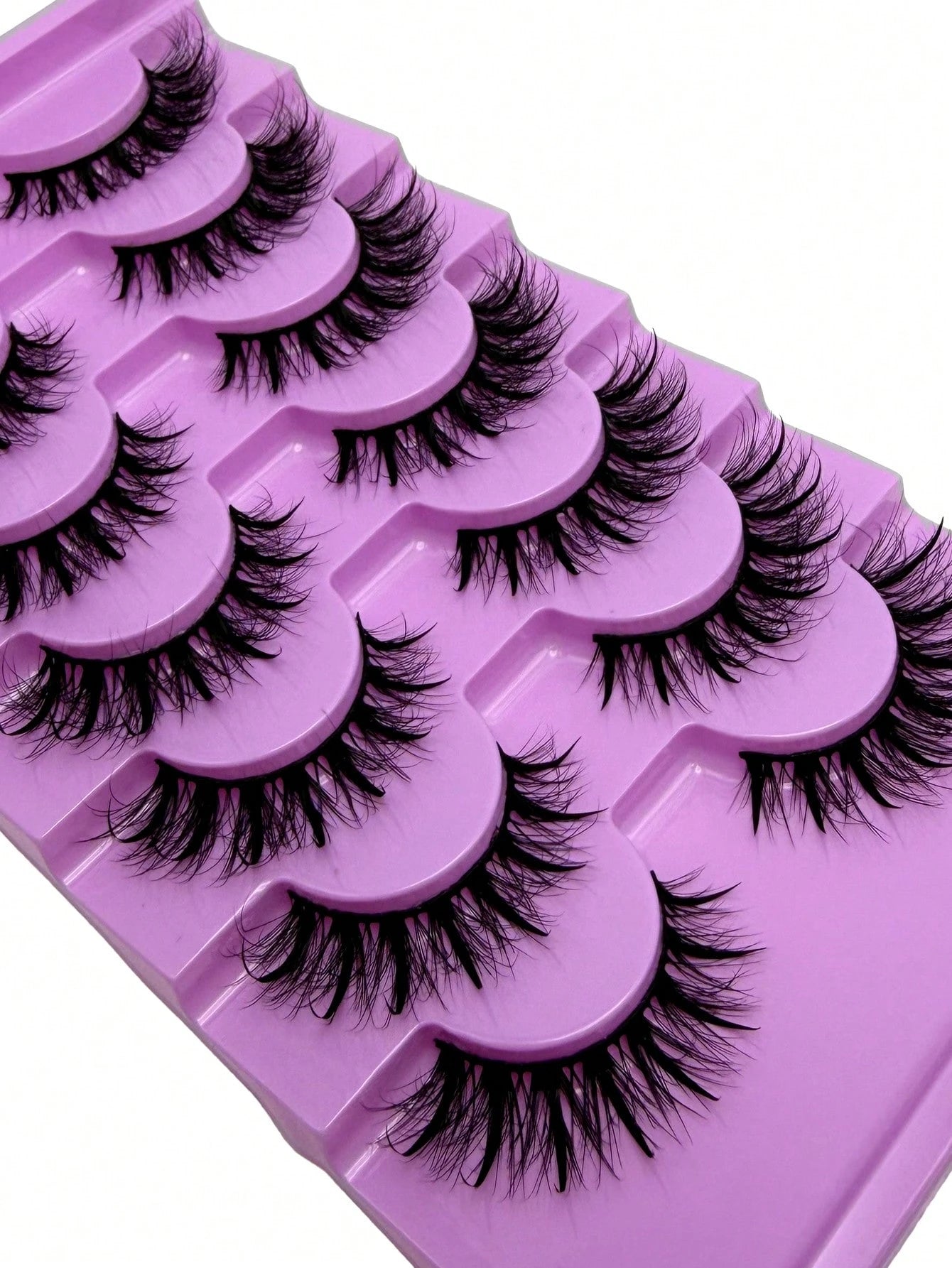 New 5D Fluffy Spiky False Eyelashes 7 Pairs 20mm Russian Style Strip Lashes, Wet Glossy Makeup Effect, Extension Look, Spiky Cartoon Lashes, Natural Soft Fluffy Faux Mink Lashes 3D Russian Voluminous