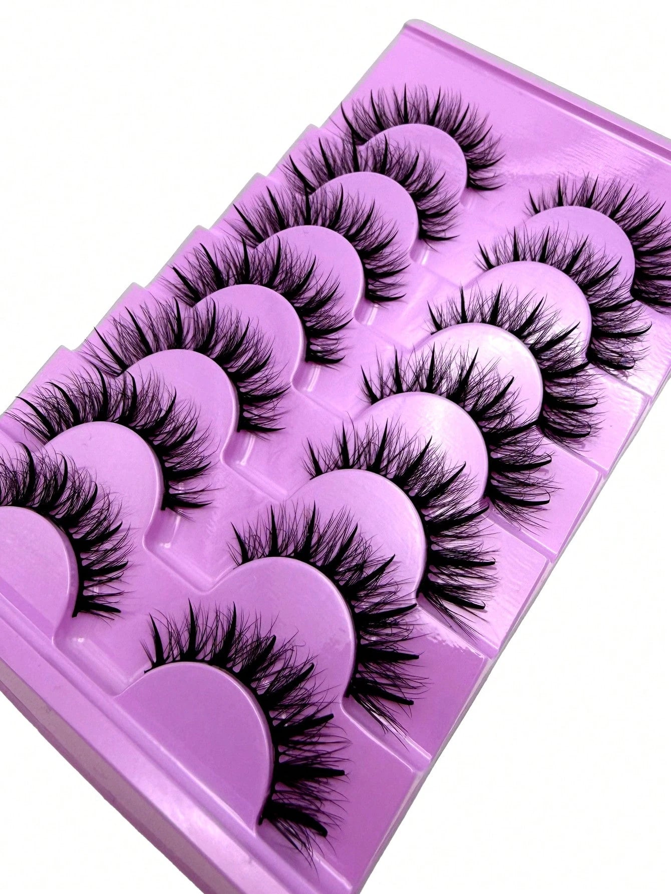 New 5D Fluffy Spiky False Eyelashes 7 Pairs 20mm Russian Style Strip Lashes, Wet Glossy Makeup Effect, Extension Look, Spiky Cartoon Lashes, Natural Soft Fluffy Faux Mink Lashes 3D Russian Voluminous