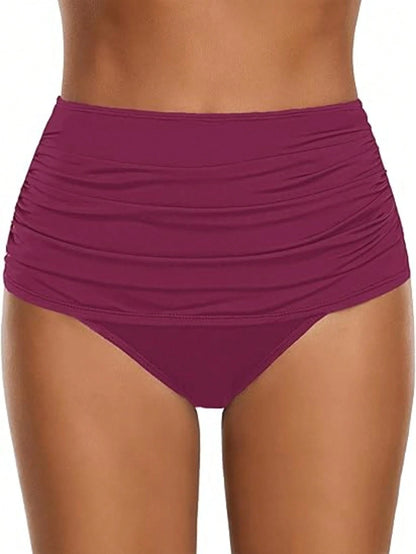 New Arrival High Waist Women Bikini Bottom, Solid Color Sexy Lifting Slim Modest Swim Trunks, Summer Beach Vacation Casual Black