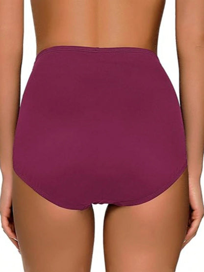 New Arrival High Waist Women Bikini Bottom, Solid Color Sexy Lifting Slim Modest Swim Trunks, Summer Beach Vacation Casual Black