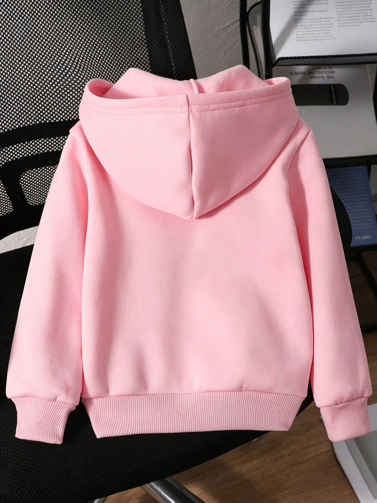 New Autumn/Winter Young Girl Jacket Coat With Zipper Hooded Sweatshirt, Bow Print Versatile Top Outerwear