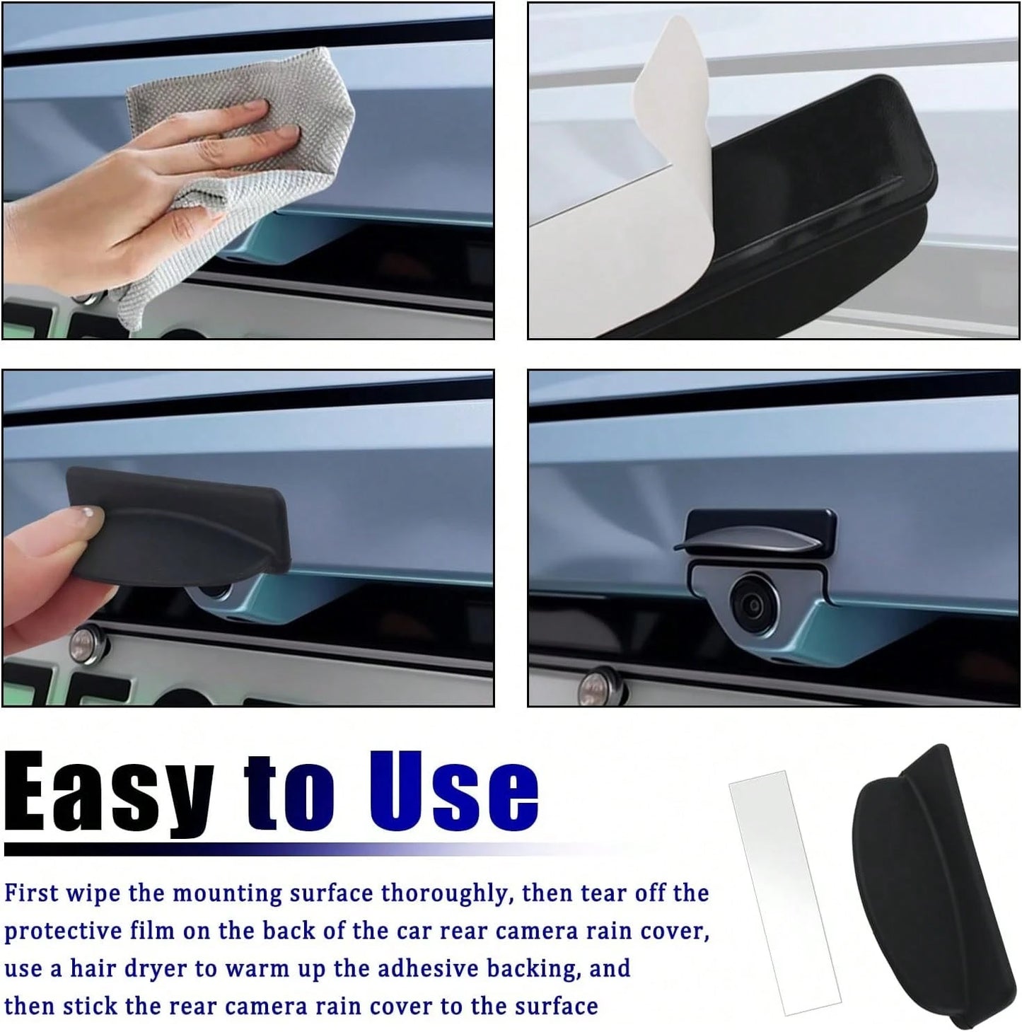 New Car Backup Camera Rain Shield,Self-Adhesive Car Reverse Camera Rain Cover With Extended Protection Design,Silicone Cars Rear View Backup Cameras Cover Cars Exterior Accessories