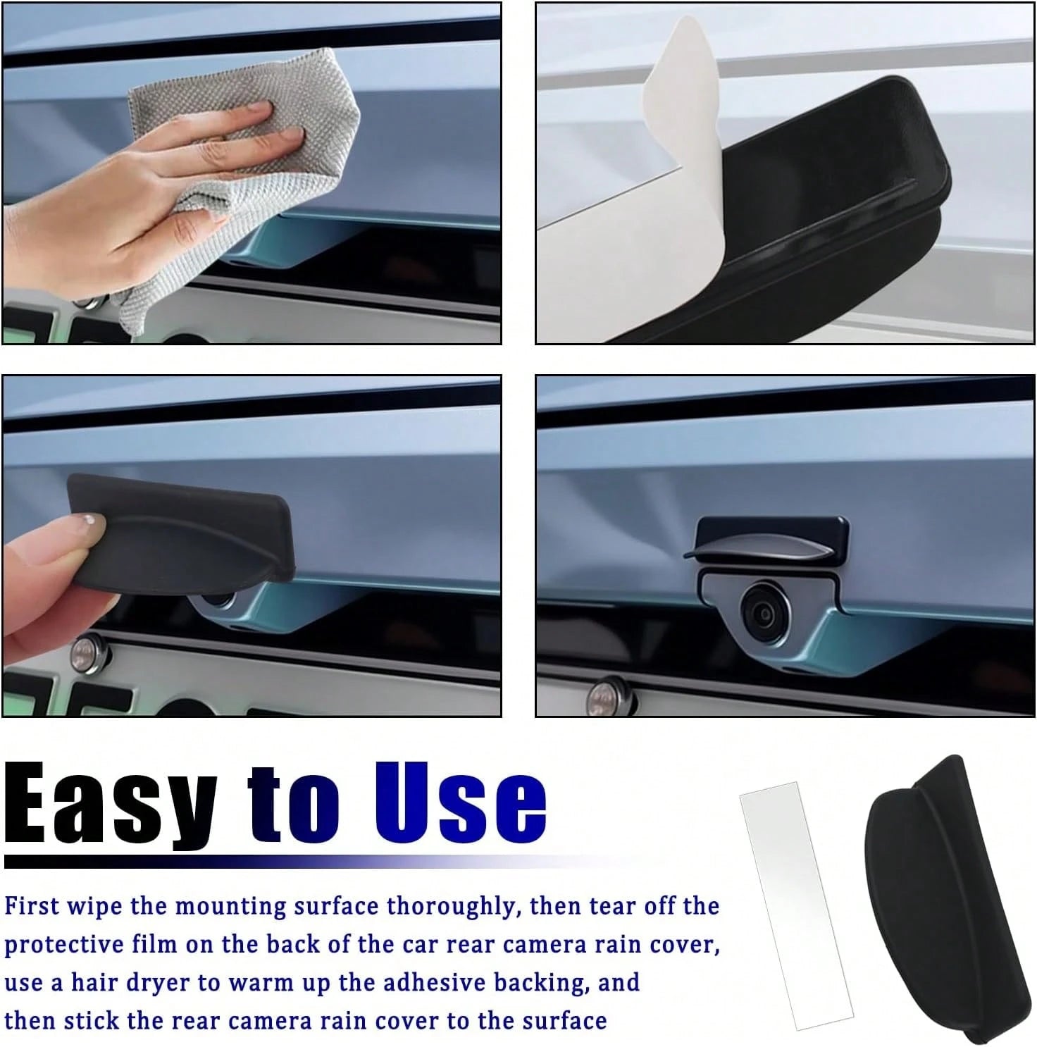 New Car Backup Camera Rain Shield,Self-Adhesive Car Reverse Camera Rain Cover With Extended Protection Design,Silicone Cars Rear View Backup Cameras Cover Cars Exterior Accessories