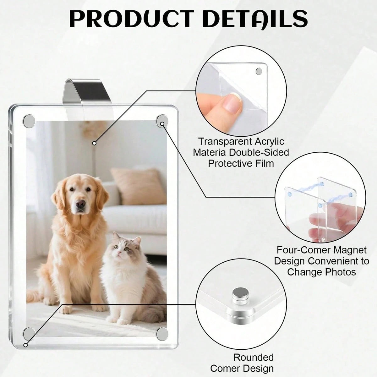 New Car Sun Visor Magnetic Photo Clip, Universal Acrylic Fridge Magnet Transparent Magnetic Instant Photo Frame, Car Sun Visor Photo Frame Clip, Personalized DIY Car Interior Decoration Photo Frame, C