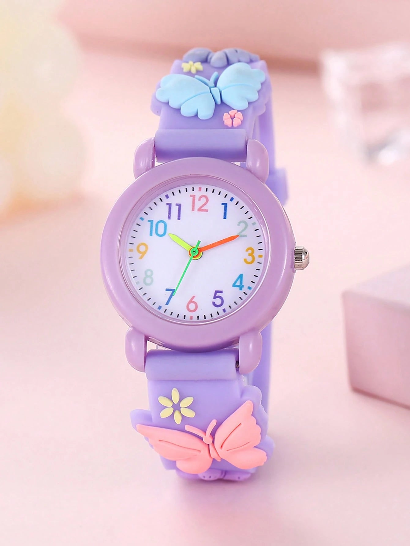 New Cartoon Butterfly Children's Watch, Quartz Electronic Watch With Colorful Numerals, Gift For Little Girls