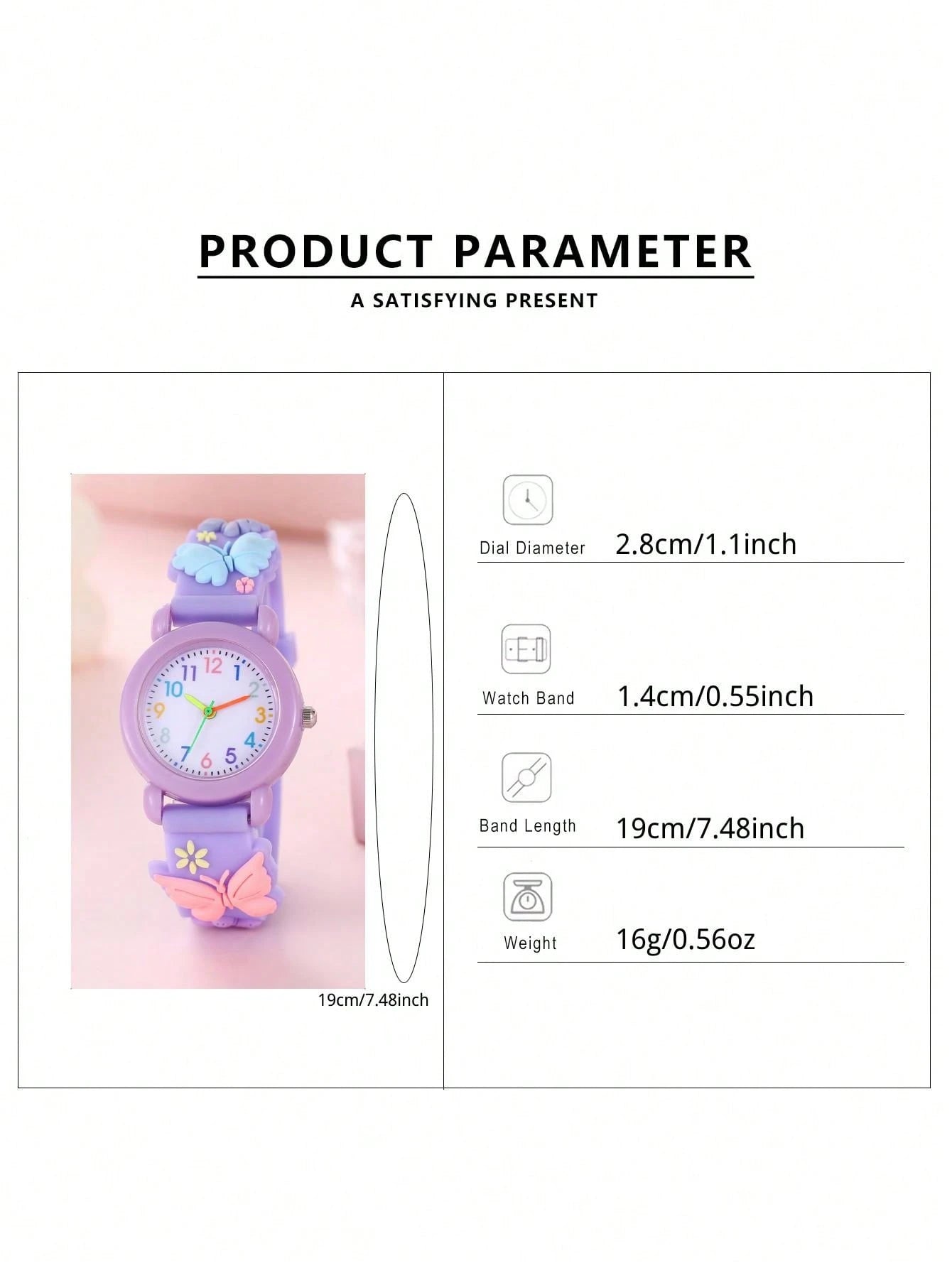 New Cartoon Butterfly Children's Watch, Quartz Electronic Watch With Colorful Numerals, Gift For Little Girls