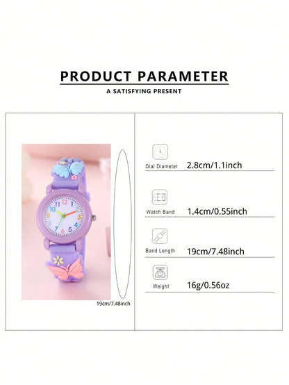New Cartoon Butterfly Children's Watch, Quartz Electronic Watch With Colorful Numerals, Gift For Little Girls