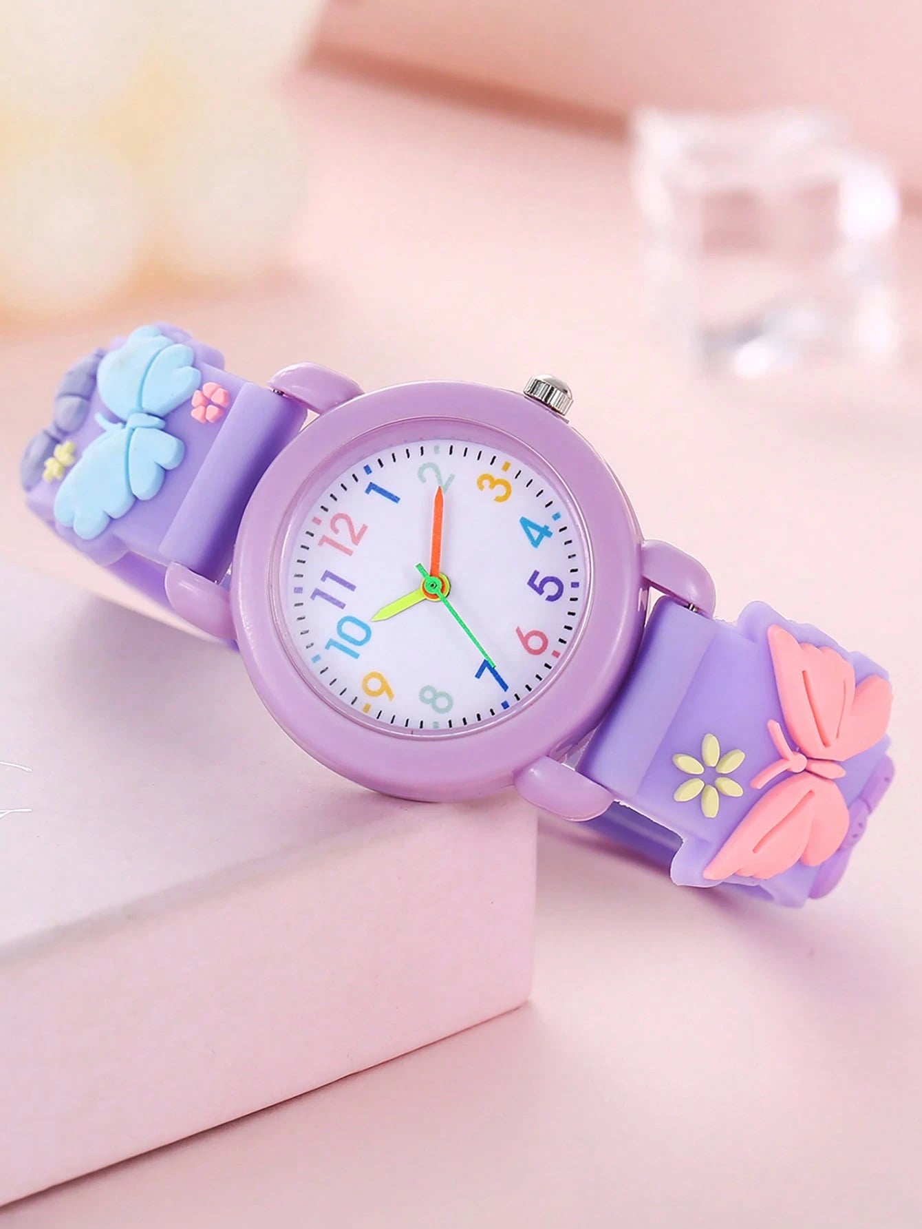 New Cartoon Butterfly Children's Watch, Quartz Electronic Watch With Colorful Numerals, Gift For Little Girls