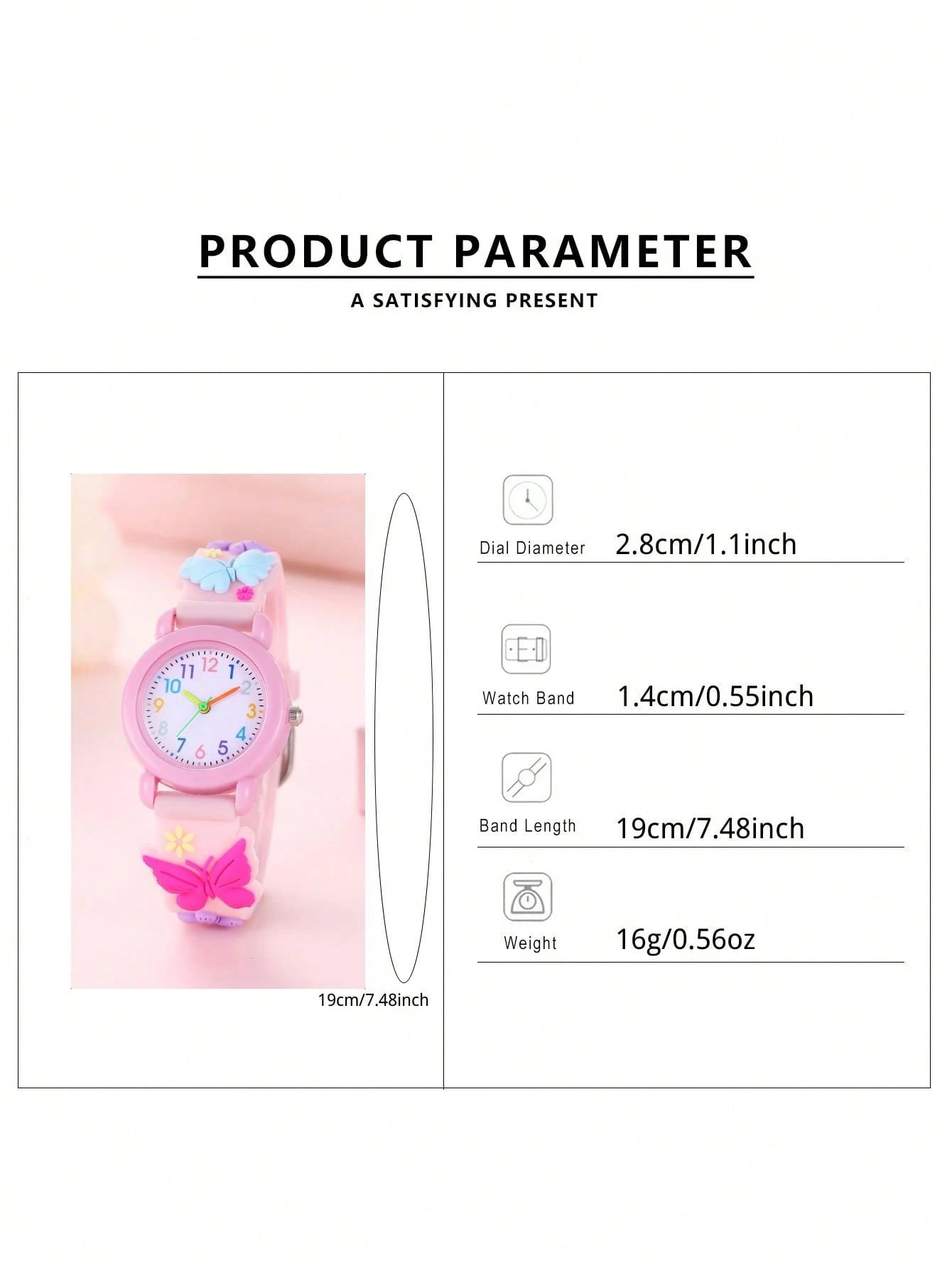 New Cartoon Butterfly Children's Watch, Quartz Electronic Watch With Colorful Numerals, Gift For Little Girls