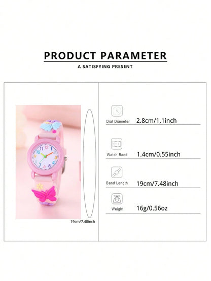 New Cartoon Butterfly Children's Watch, Quartz Electronic Watch With Colorful Numerals, Gift For Little Girls