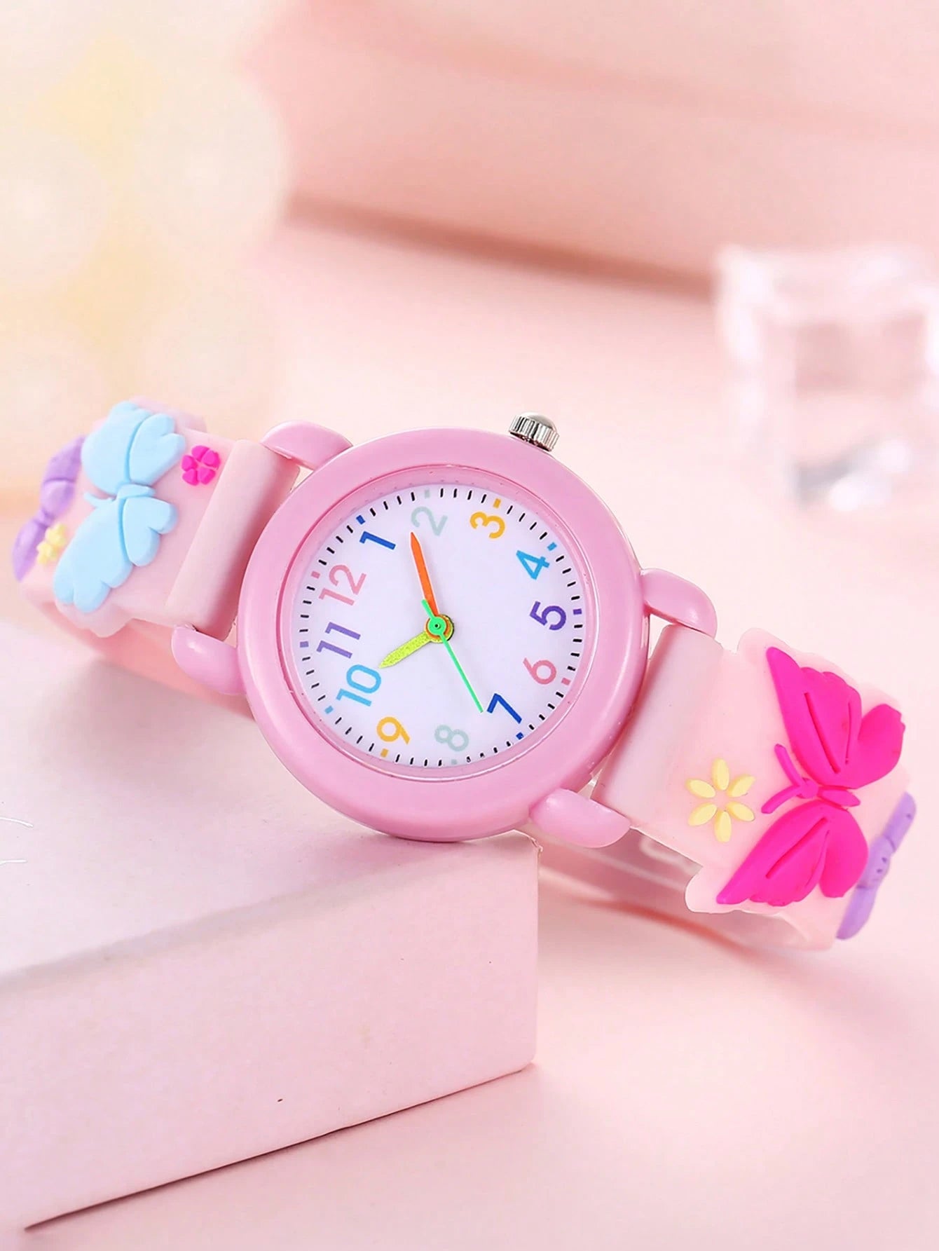 New Cartoon Butterfly Children's Watch, Quartz Electronic Watch With Colorful Numerals, Gift For Little Girls