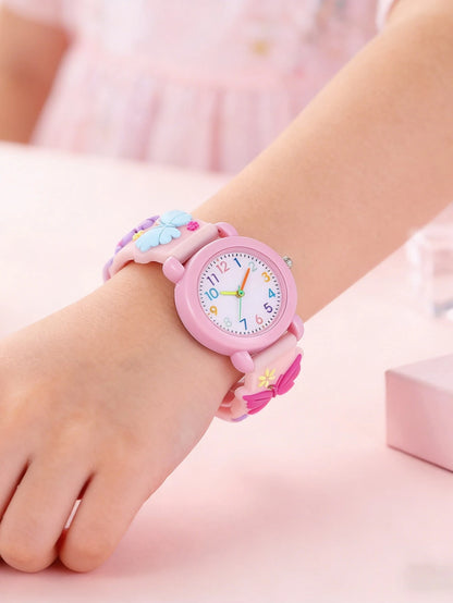 New Cartoon Butterfly Children's Watch, Quartz Electronic Watch With Colorful Numerals, Gift For Little Girls