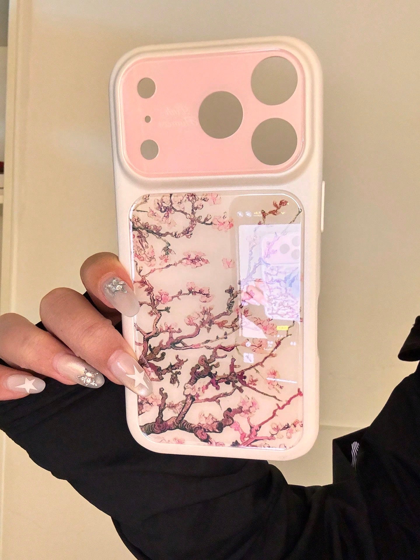 New Chinese Style Pink Plum Blossom Illustration Phone Case Compatible With Apple 16/17 Pro Max/ 15 Pro, Protective Cover For IPhone 14/13, Shockproof Design For Women