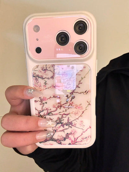 New Chinese Style Pink Plum Blossom Illustration Phone Case Compatible With Apple 16/17 Pro Max/ 15 Pro, Protective Cover For IPhone 14/13, Shockproof Design For Women