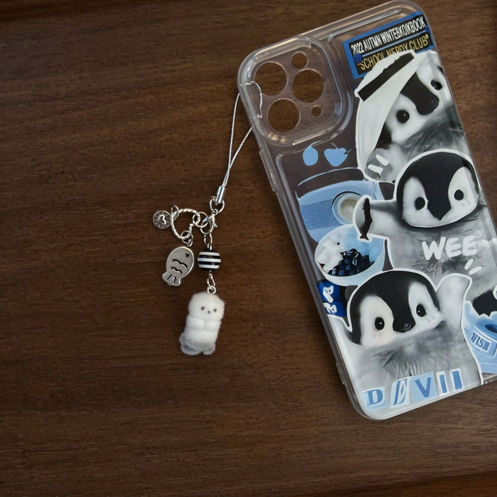 New Design Kawaii Beaded Sea Otter Flocked Phone Lanyard, Phone Charm, Phone Accessory, Bag Charm, Keychain Pendant