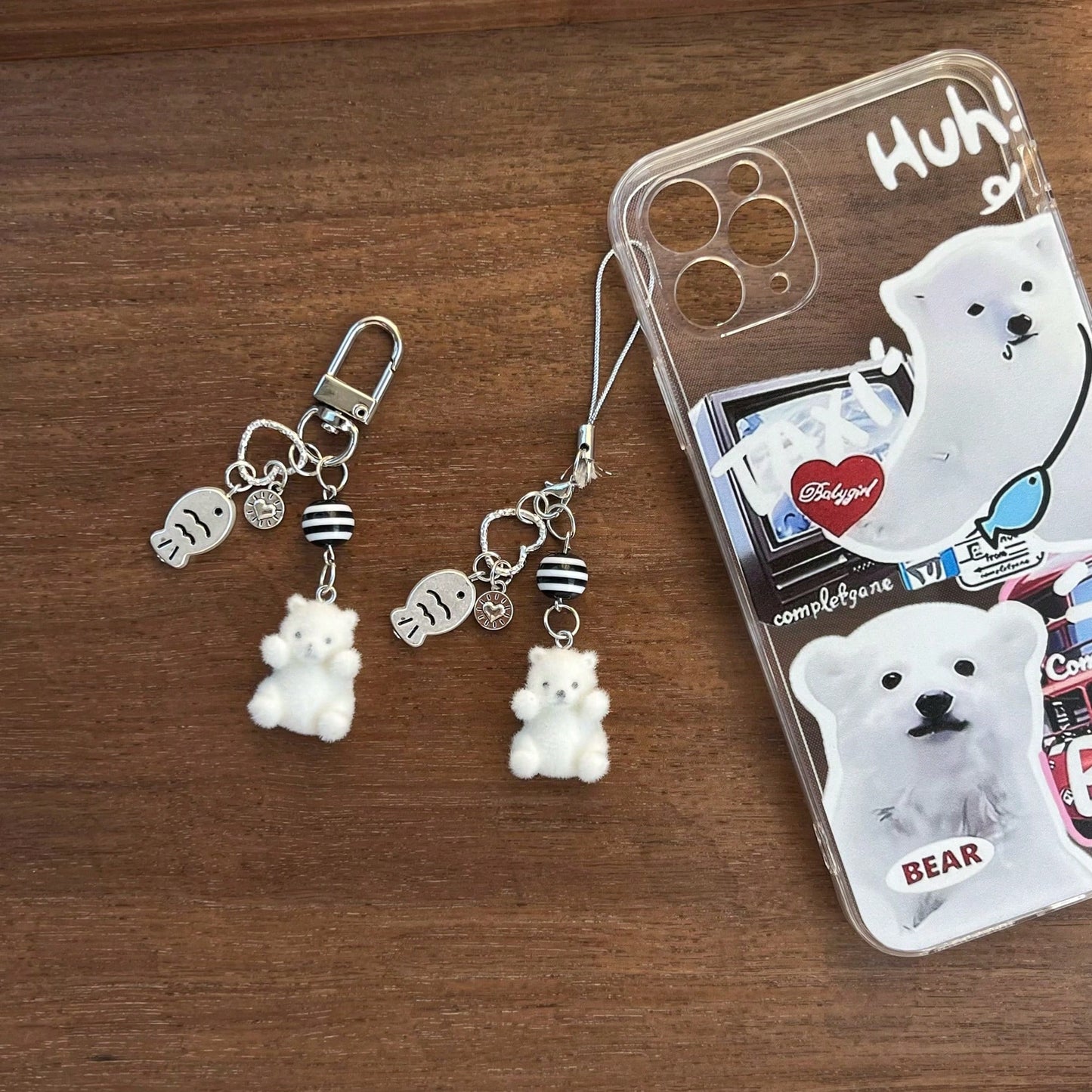 New Design Kawaii Beaded Sea Otter Flocked Phone Lanyard, Phone Charm, Phone Accessory, Bag Charm, Keychain Pendant
