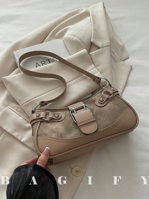 New Fashion Buckle Leopard Print Handheld Shoulder Bag, Suitable For Parties, Gatherings, Outings, Vacations, Shopping And Daily Use, Can Store Coins, Phones, Also As A Work Bag For White-Collar, Coll