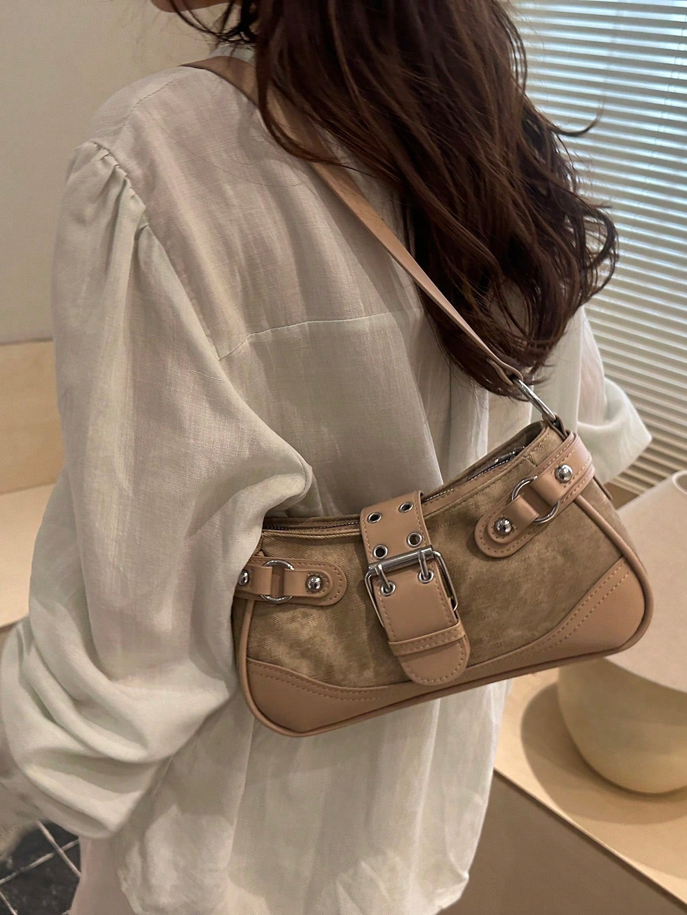New Fashion Buckle Leopard Print Handheld Shoulder Bag, Suitable For Parties, Gatherings, Outings, Vacations, Shopping And Daily Use, Can Store Coins, Phones, Also As A Work Bag For White-Collar, Coll