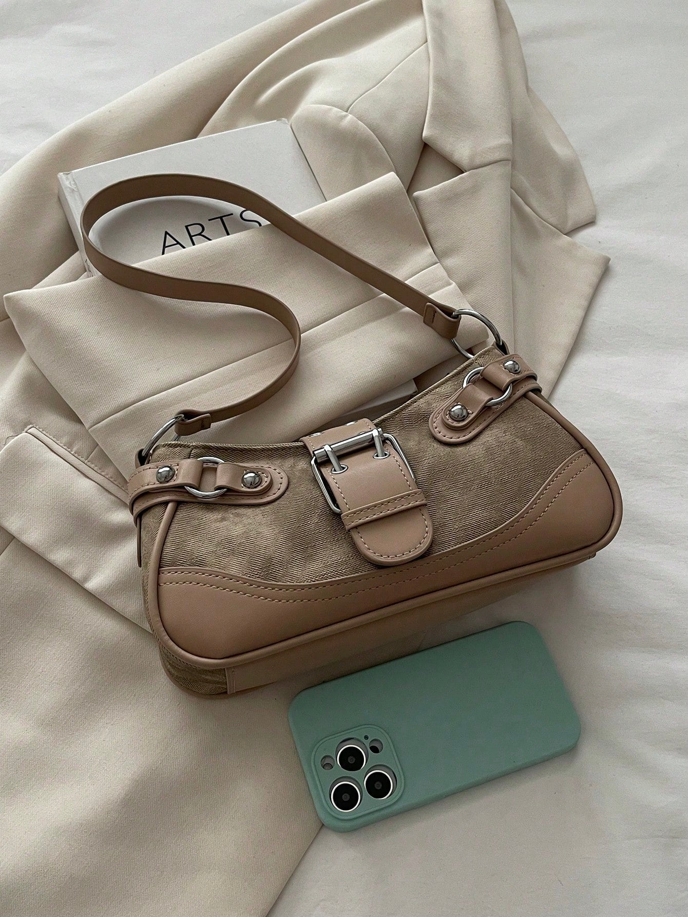 New Fashion Buckle Leopard Print Handheld Shoulder Bag, Suitable For Parties, Gatherings, Outings, Vacations, Shopping And Daily Use, Can Store Coins, Phones, Also As A Work Bag For White-Collar, Coll