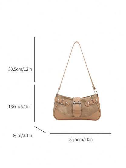 New Fashion Buckle Leopard Print Handheld Shoulder Bag, Suitable For Parties, Gatherings, Outings, Vacations, Shopping And Daily Use, Can Store Coins, Phones, Also As A Work Bag For White-Collar, Coll