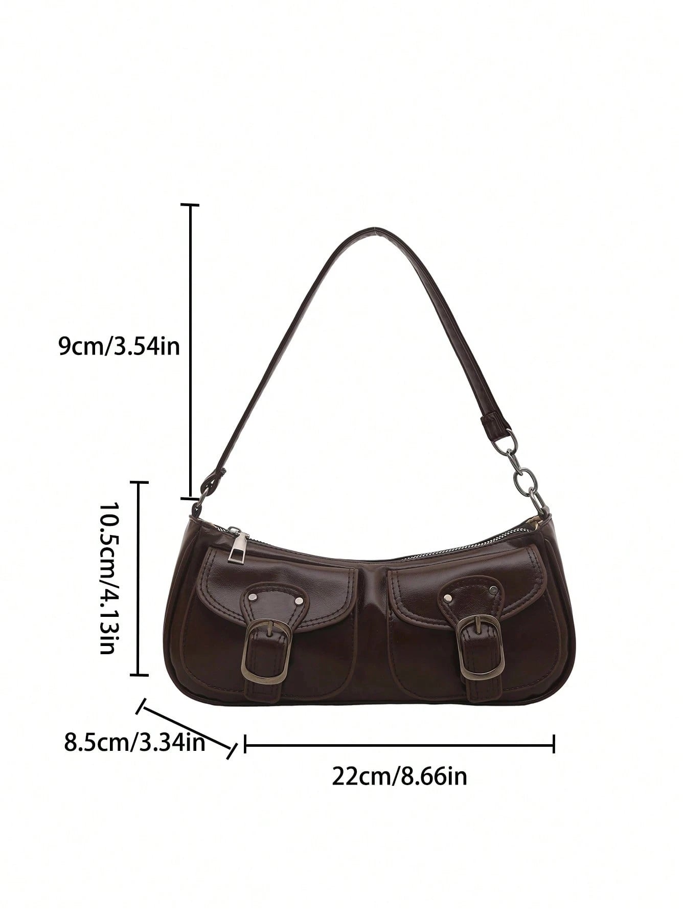 New Fashion Double Pocket Decor Handbag Tote Shoulder Bag, Suitable For Parties, Outings, Vacations, Shopping And Daily Use, Can Store Coins, Phones, Also Suitable As A Work Bag For White-Collar, Coll