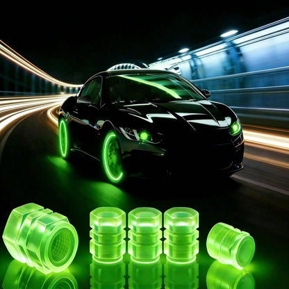 NEW- Luminous Tire Valve Stem Caps For Car, 8PCS Fluorescent Glow In The Dark Air Caps CoverUniversal Decoration Accessories For Car SUV Bicycle Motorcycles Trucks (Pink)