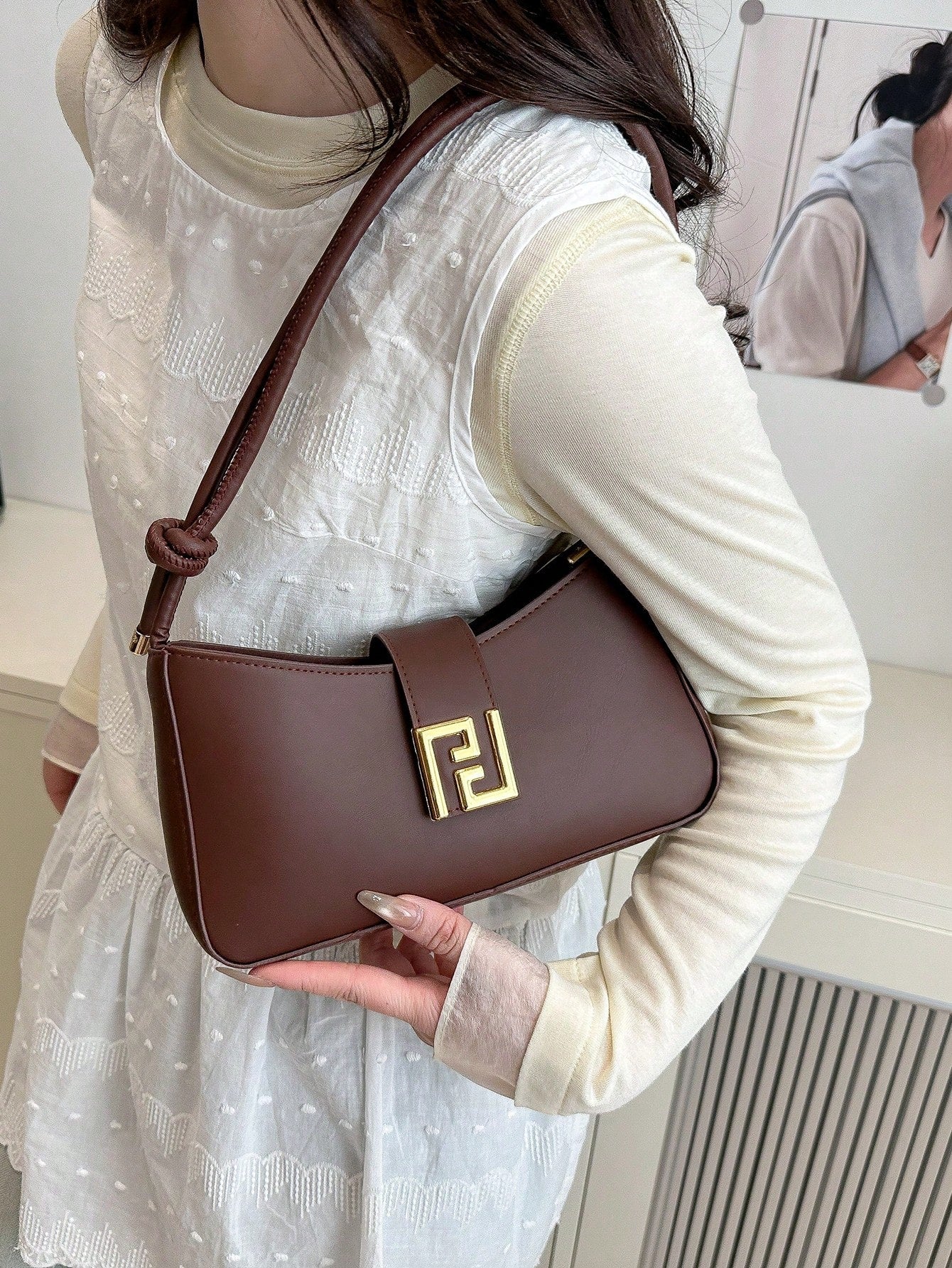 New Luxury Solid Color Versatile Women Shoulder Bag, Aesthetic