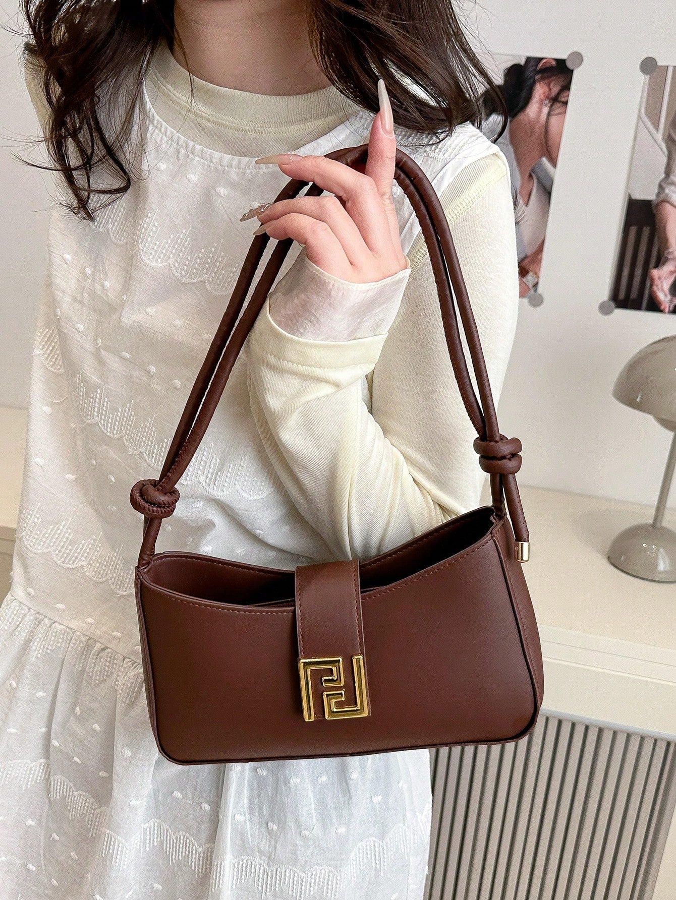 New Luxury Solid Color Versatile Women Shoulder Bag, Aesthetic