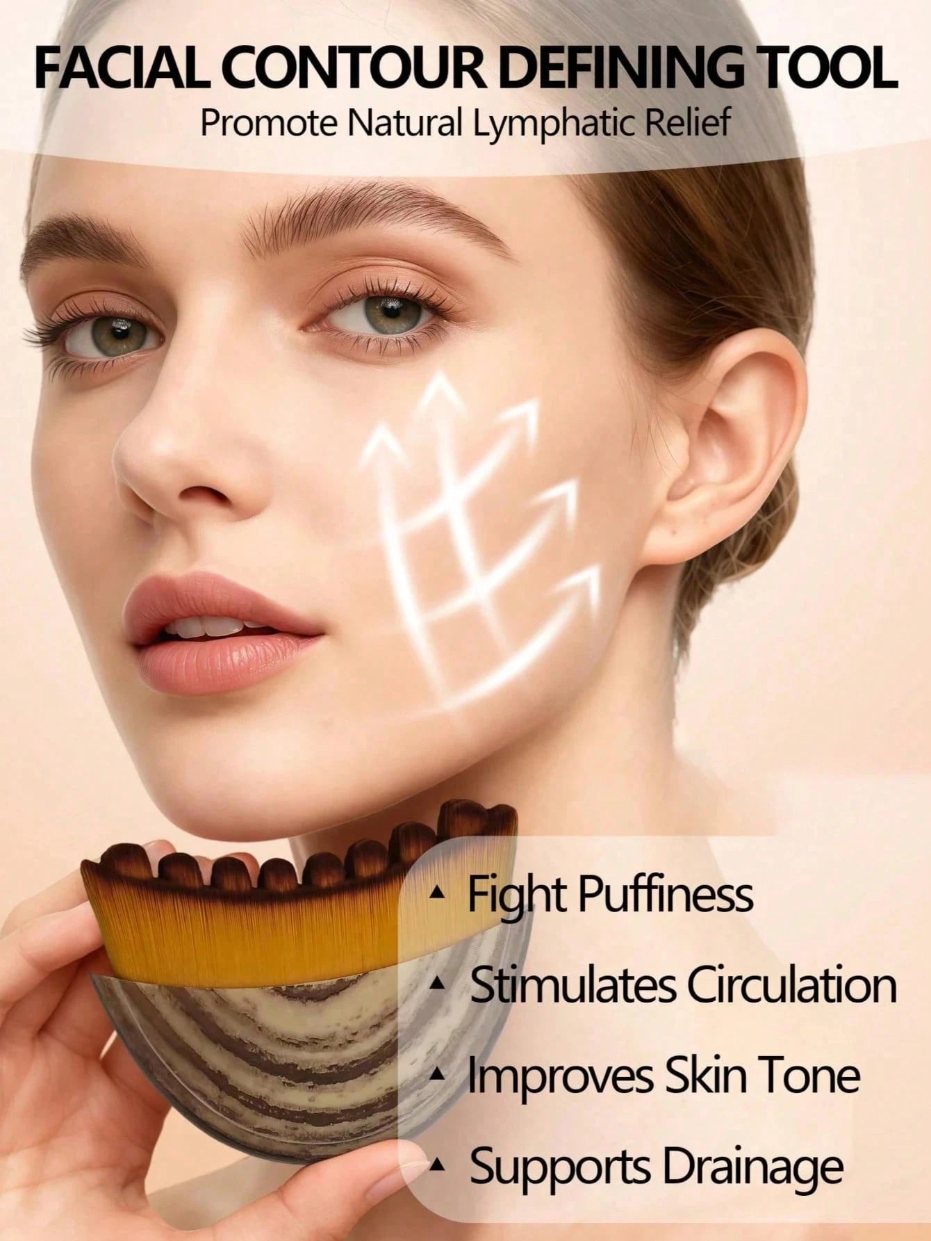 New Lymphatic Contour Facial Brush, Lymphatic Detox Facial Massage Brush, Suitable For Chin And Neck Contour, Soft For All Skin Types, Ergonomic Beauty Tool, Comes With Portable Storage Box