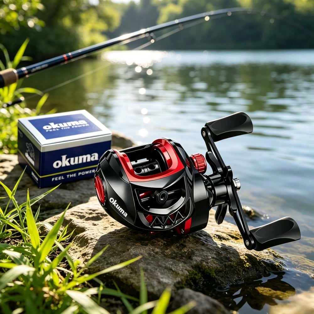 New OKUMA Metal Baitcasting Reel 7.2:1 Ratio 8KG Drag 12 Level Magnetic Brake Carbon Fiber Pad Fresh Saltwater Bass Fishing Gear