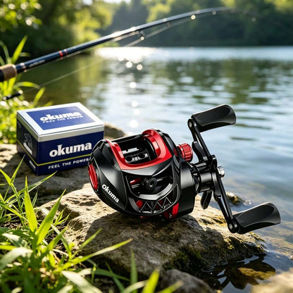 New OKUMA Metal Baitcasting Reel 7.2:1 Ratio 8KG Drag 12 Level Magnetic Brake Carbon Fiber Pad Fresh Saltwater Bass Fishing Gear