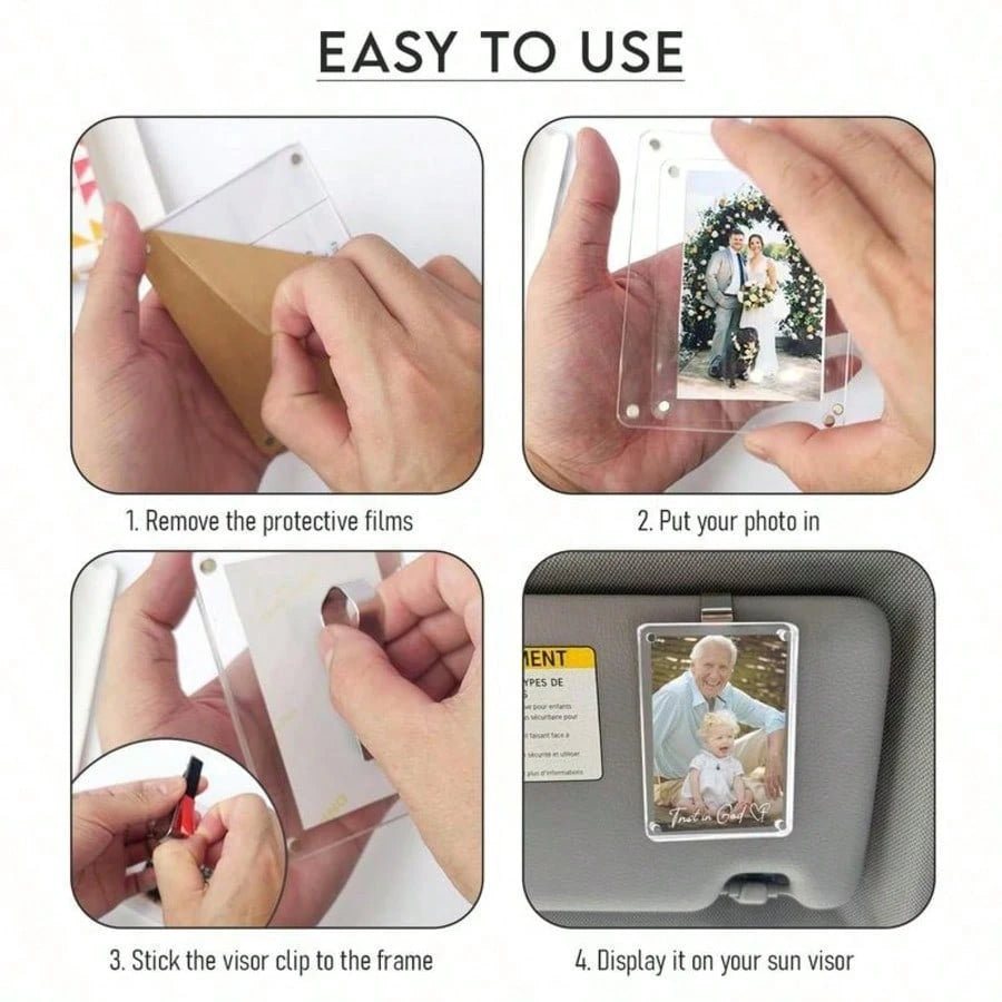 New Universal Acrylic Magnetic Photo Clip Accessories, Refrigerator Magnets, Transparent Magnetic Instant Camera Photo Frames, Car Rearview Mirror Photo Clips, Personalized DIY Car Decor Photo Frames